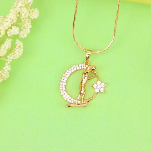 "Basketball Player Moon Star Rose Gold Pendant for Men & Women, XPPT1281 - Picture 10 of 12